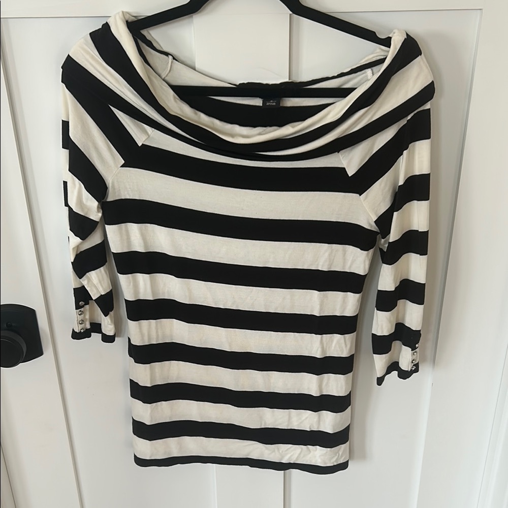 White House Black Market | Black & White Striped Top (Small)